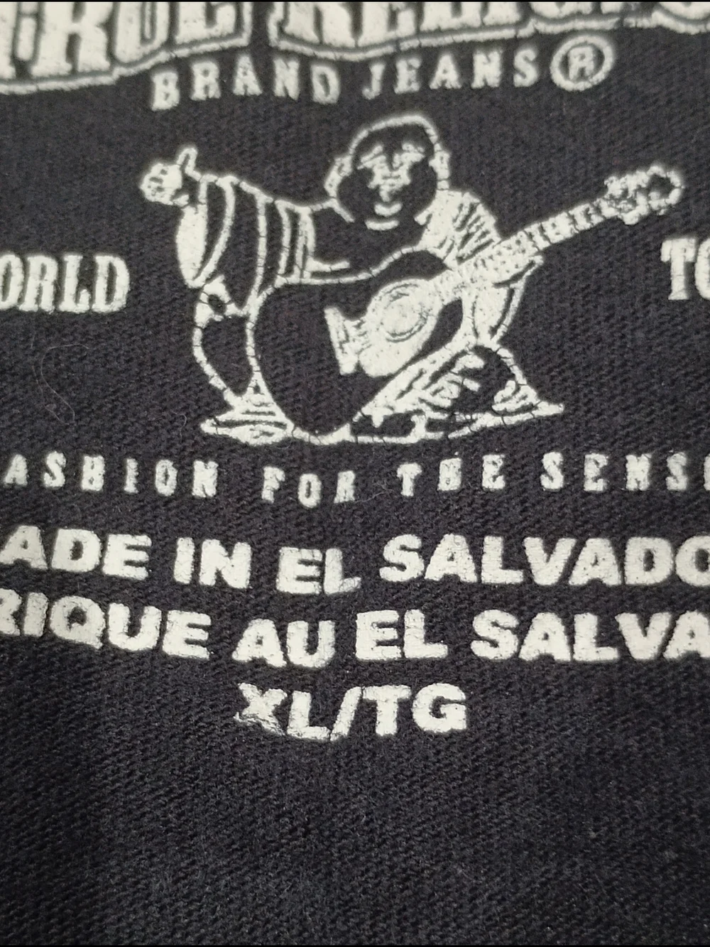 True Religion Graphic Tee in Black with Red and White Logo Buddha On Back XL